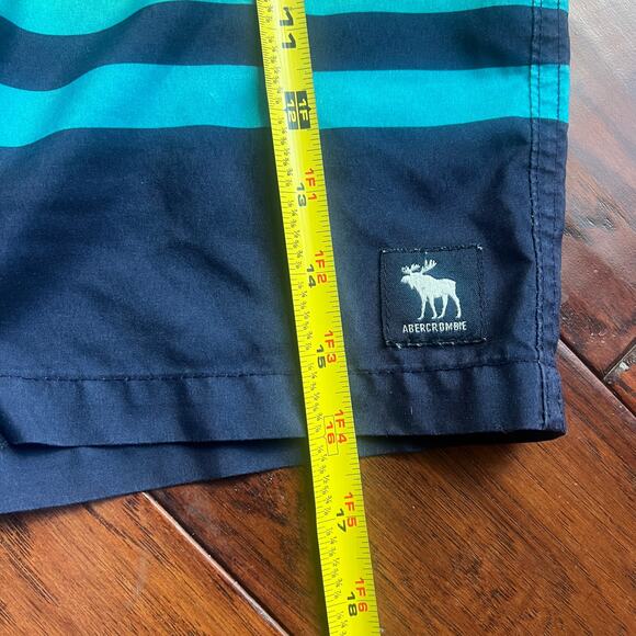 Abercrombie Kids 9/10 Swim Rashguard Board Shorts Stripe Aqua Summer Beach - Picture 8 of 10